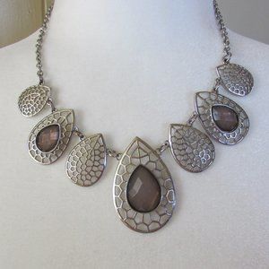 Smoky Quartz Silver Tone Necklace Costume Jewelry